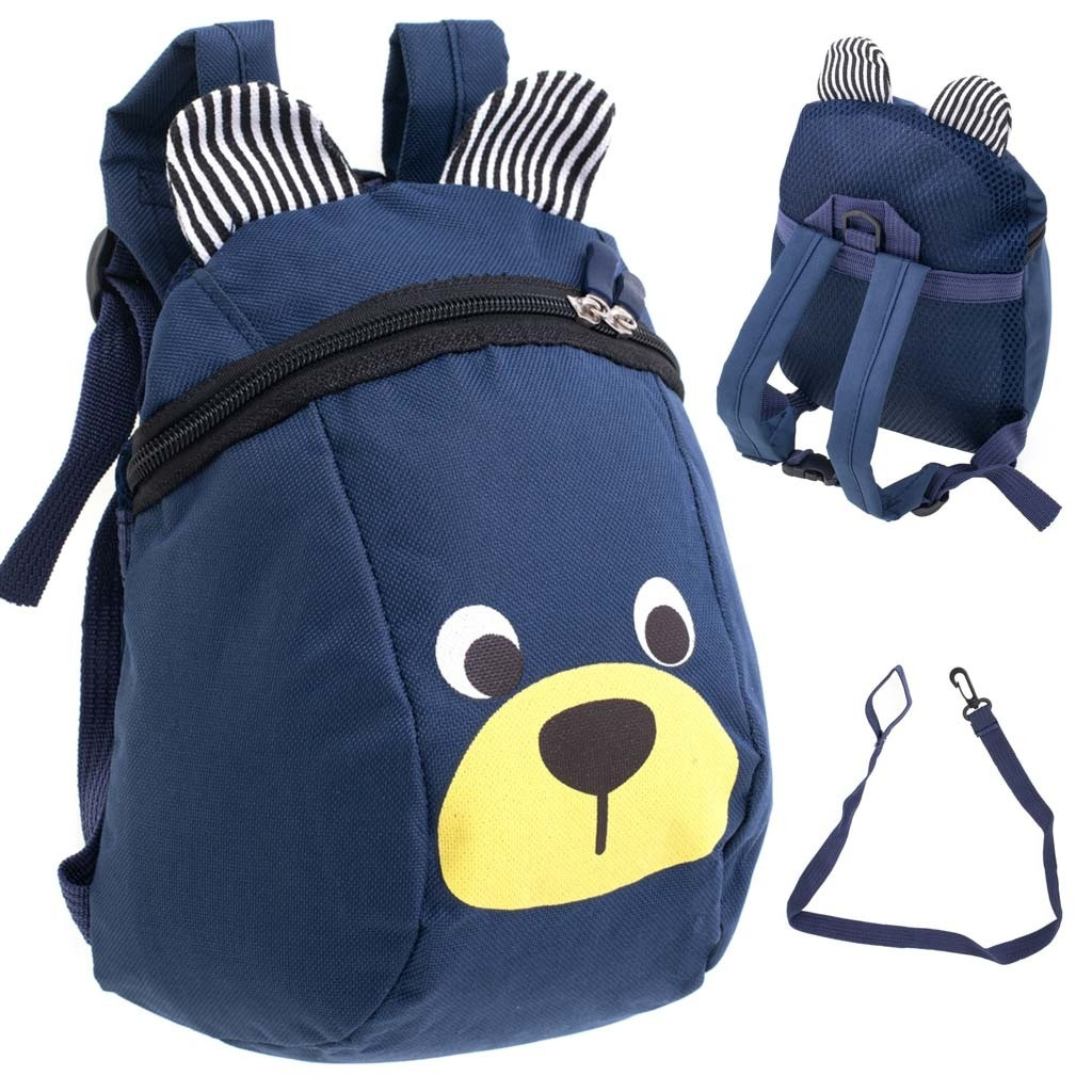 Navy blue teddy bear backpack, adjustable straps