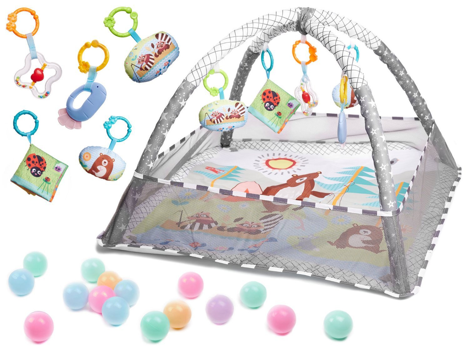 Tapete com Bolas e Brinquedos, 76x76cm