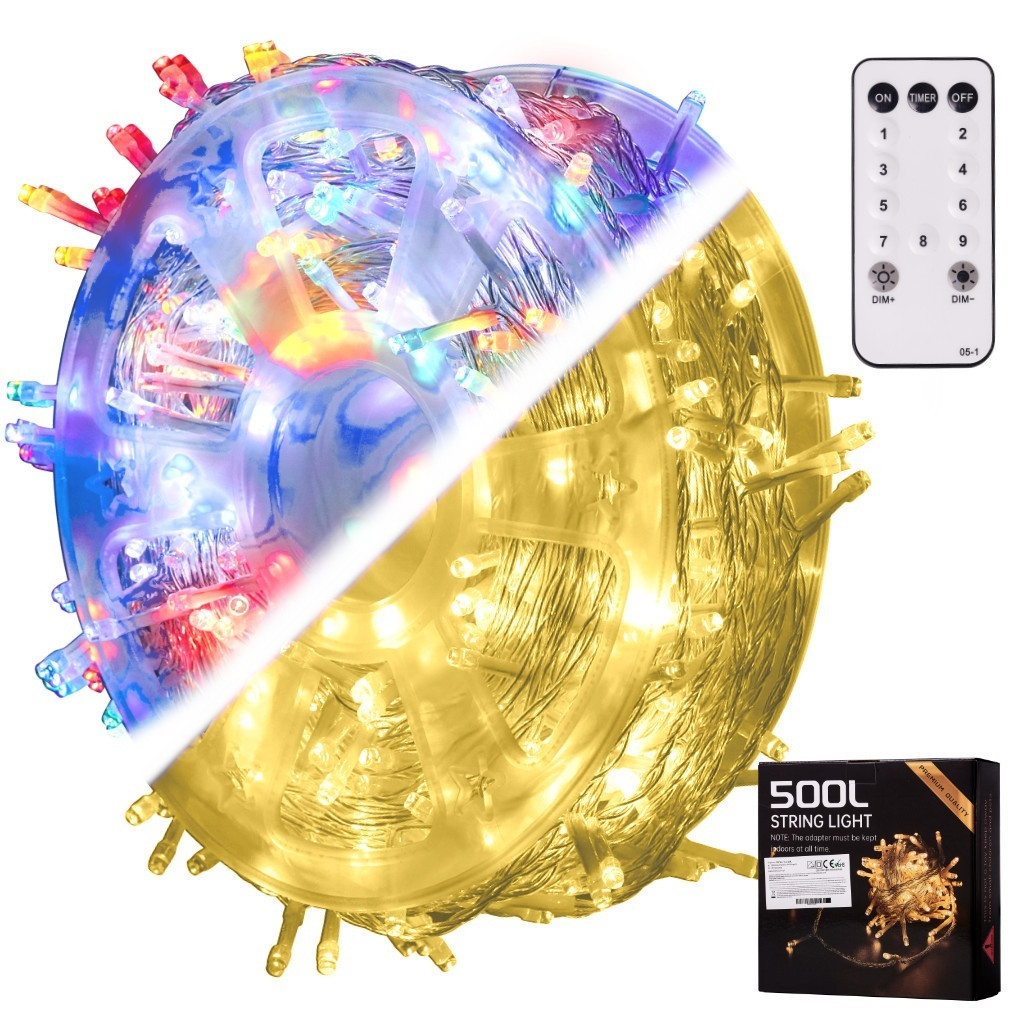 Multicolored LED lights 50m with remote control