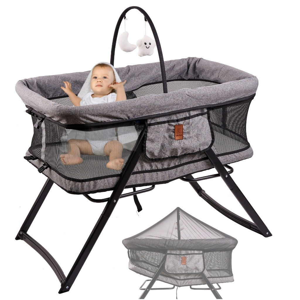 2-in-1 Crib with cradle function & mosquito net