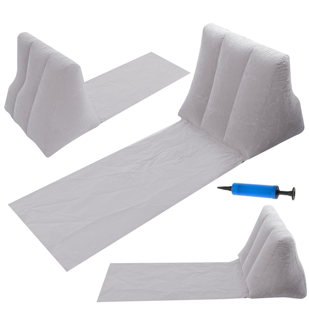 Inflatable beach mat with backrest, gray