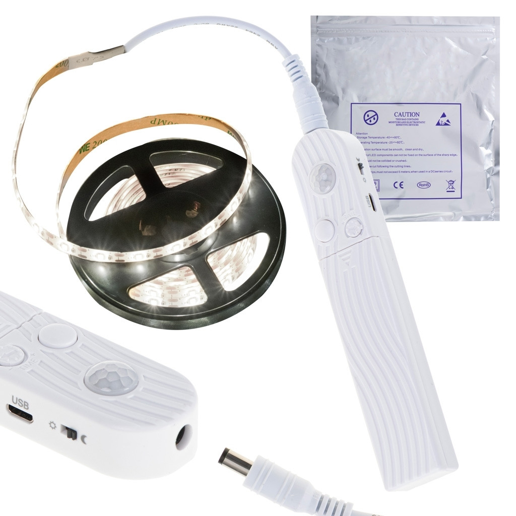 Motion sensor LED strip 2m cool white with timer