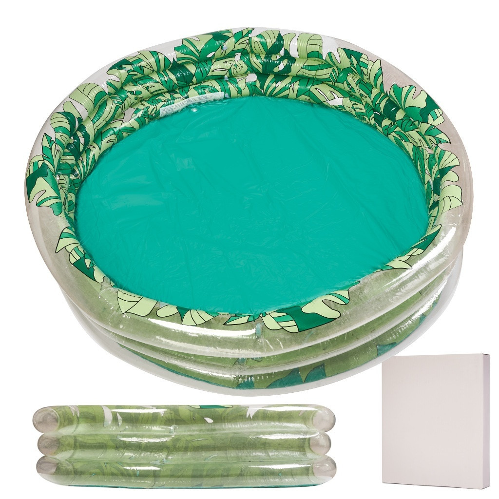 Large Inflatable Children's Pool with Leaf Pattern, 150 cm