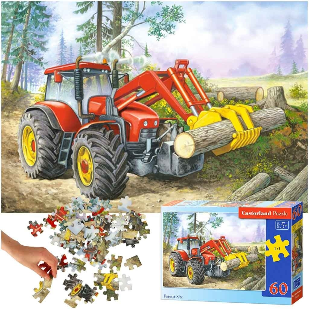 Puzzle 60 Teile - Forsttraktor mit Greifer