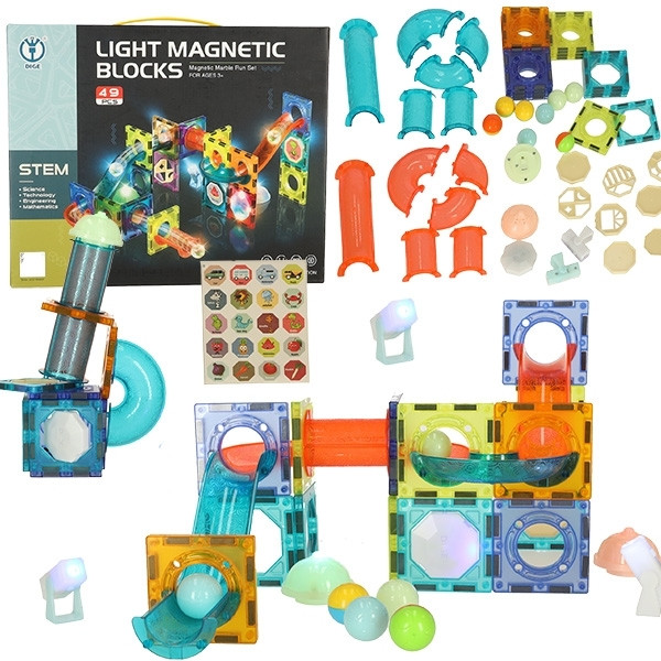 Glowing Magnetic Blocks 49 parts - Developing Play