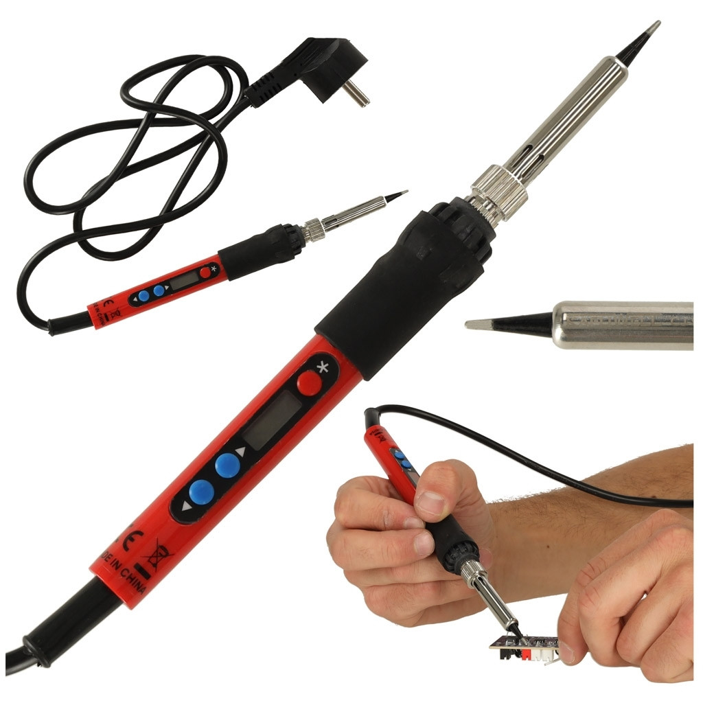 Soldering iron with LCD display and adjustable temperature