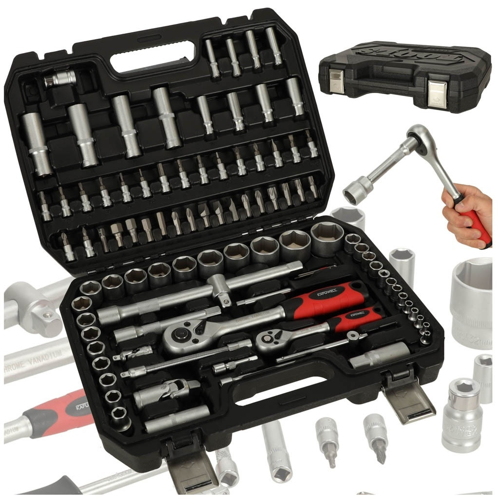 Chrome vanadium socket wrench set with carrying case