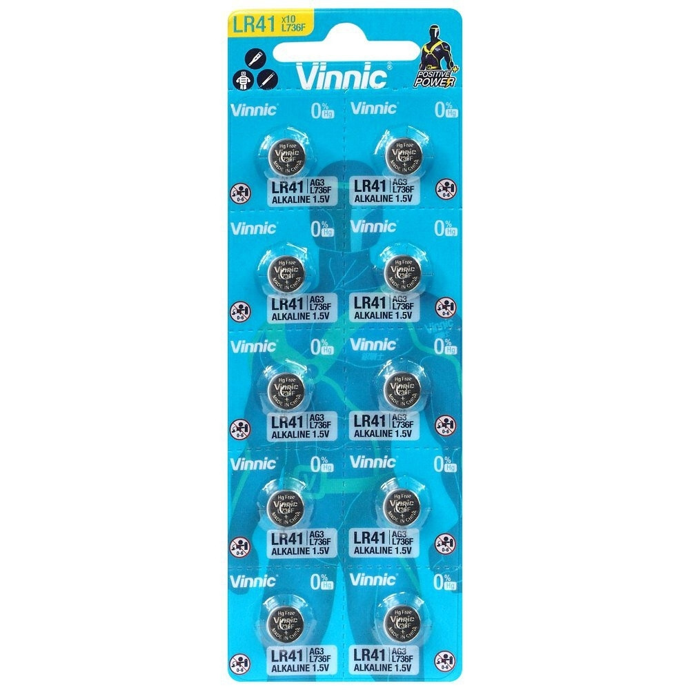 Button battery LR41 LR736, 10-pack, extra durable