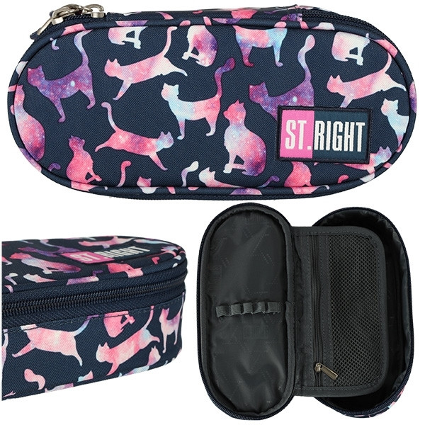 Cat pattern padded pencil case with zipper
