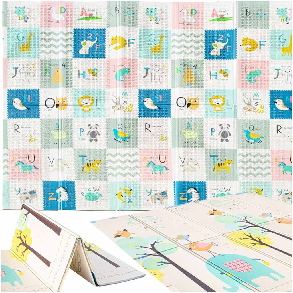 Tapis isolant en mousse avec éléphants - double face