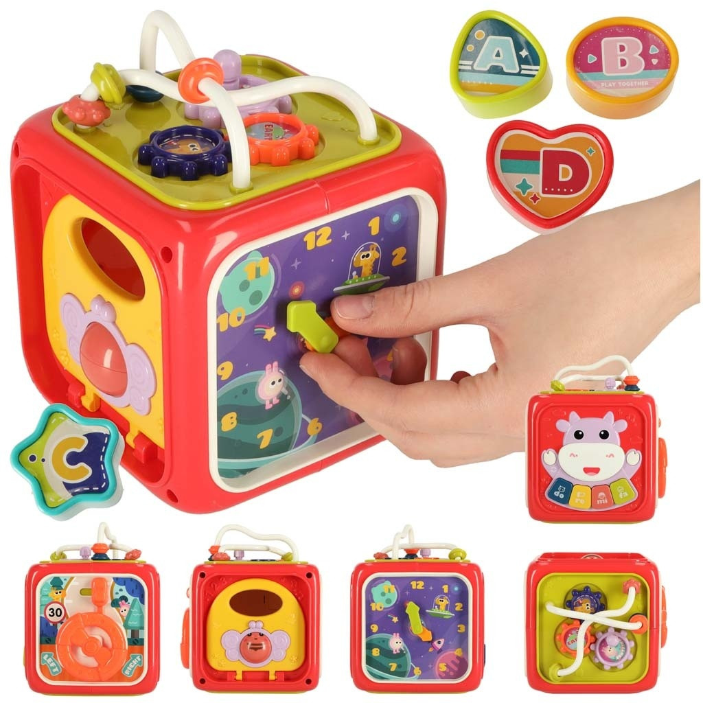 Interactive educational sensory cube block sorter