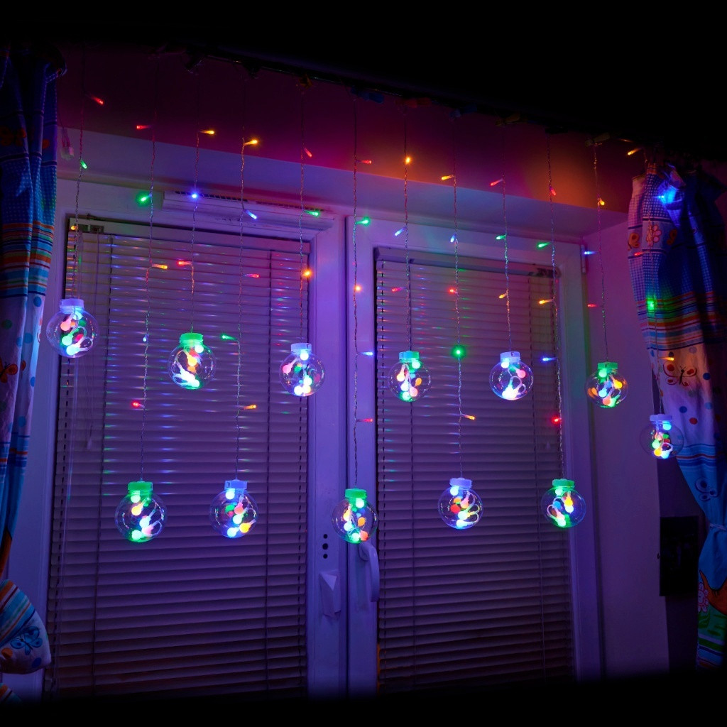 Multicolor LED curtain balls 3m remote controlled
