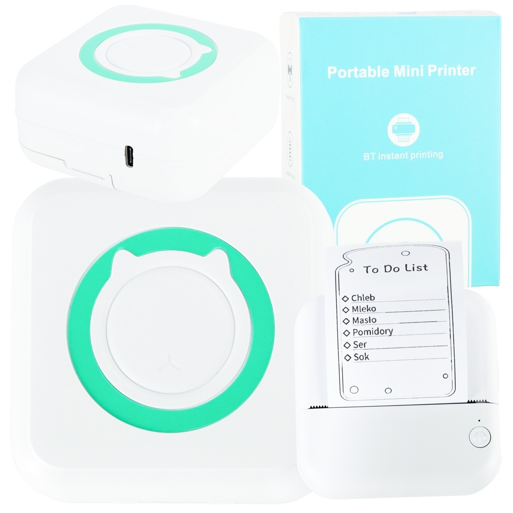 Mini thermal photo printer USB square blue