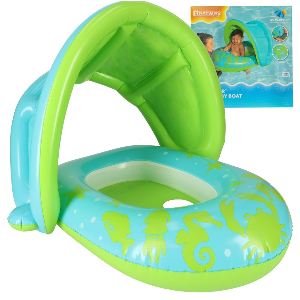 Inflatable Green Pontoon with Canopy - Robust & Comfortable