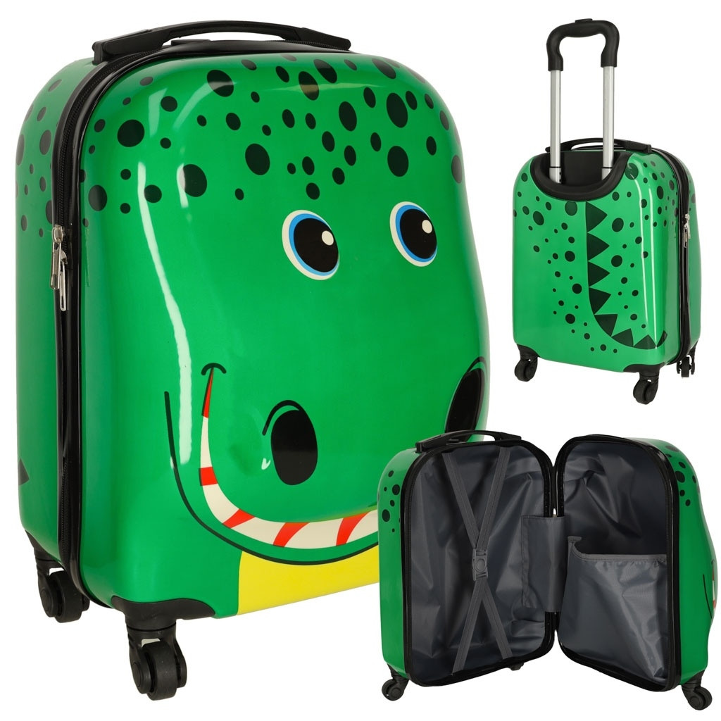 Children's suitcase with wheels - Crocodile pattern