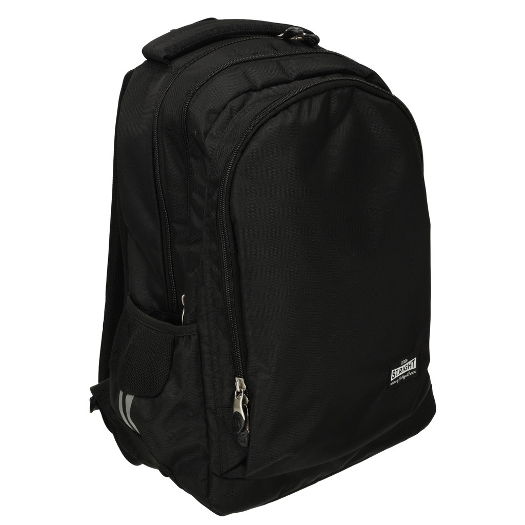 Mochila Vintage Preta 18 polegadas com 3 compartimentos