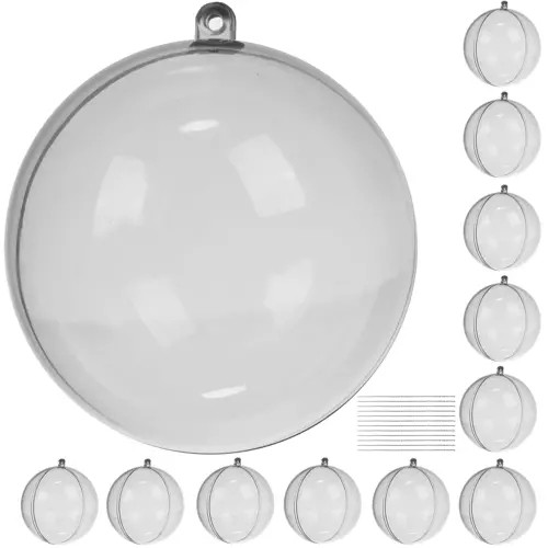 Set mit 12 transparenten Glaskugeln