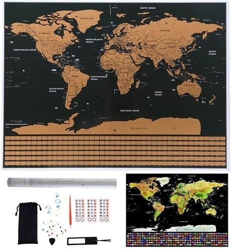 Scratch Map World - Qualité Premium avec accessoires
