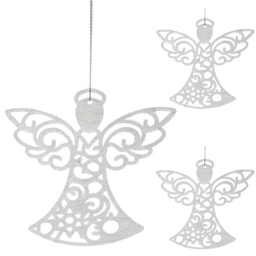 3 Anges Blancs à Paillettes - Décorations