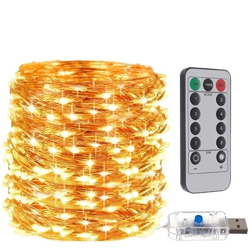 Luci LED bianche calde 300 pezzi con USB e telecomando