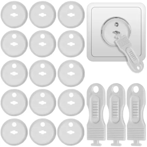 Child-proof electrical socket cover 15-pack with keys