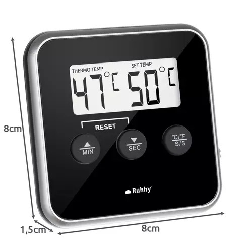 Digital kitchen thermometer with probe and timer