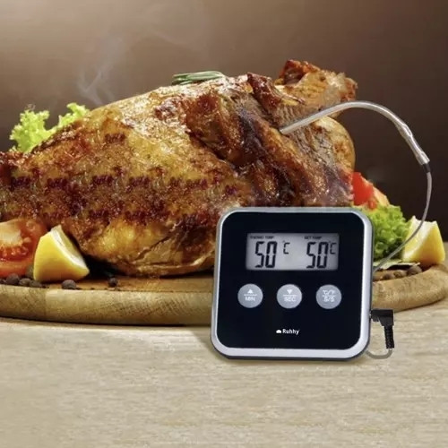 Digital kitchen thermometer with probe and timer