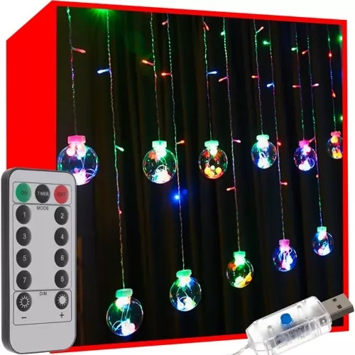 Multicolor LED Ball Curtain with Timer & Remote Control