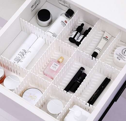 Adjustable Cuttable Plastic Drawer Organizers 4-pack