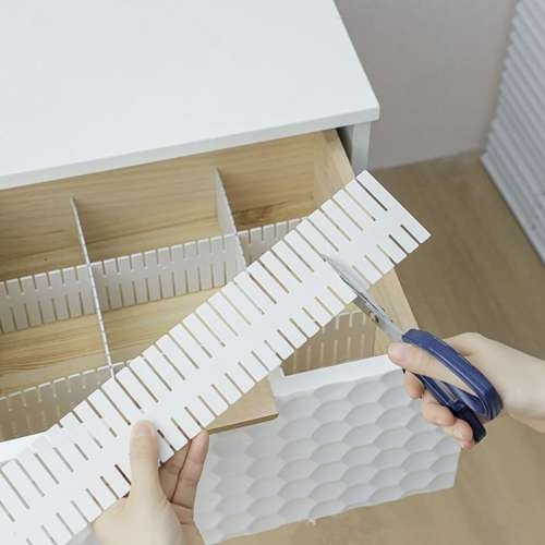 Adjustable Cuttable Plastic Drawer Organizers 4-pack