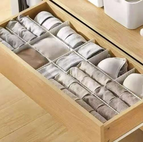 Adjustable Cuttable Plastic Drawer Organizers 4-pack