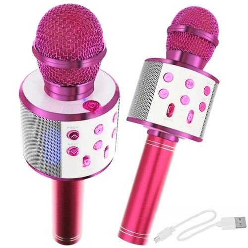 Draagbare roze Bluetooth-karaokemicrofoon met luidspreker