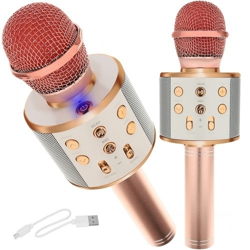 Draagbare Bluetooth-karaokemicrofoon met luidspreker, roségoud