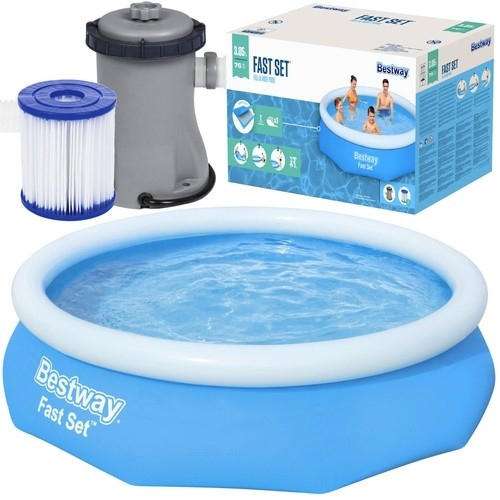 Expandable Pool 305x76cm, UV-resistant, Pump & Patch