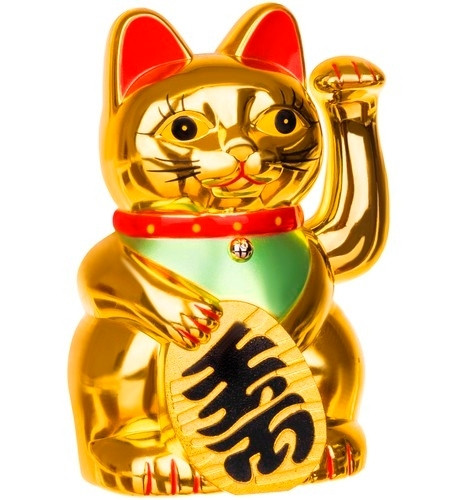 Gato da Sorte Dourado com Pata Móvel