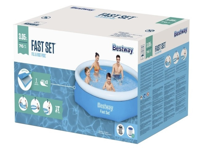 Expandable Pool 305x76cm, UV-resistant, Pump & Patch