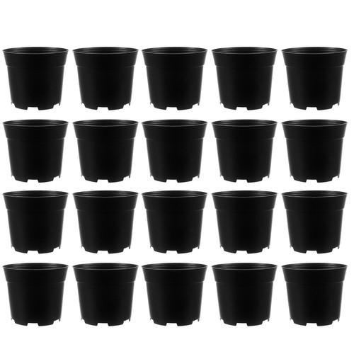 20-pack Black 2L Plastic Pots, Temperature Resistant