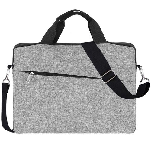 Bolsa cinza para laptop de 12 a 14 polegadas com bolso e alça