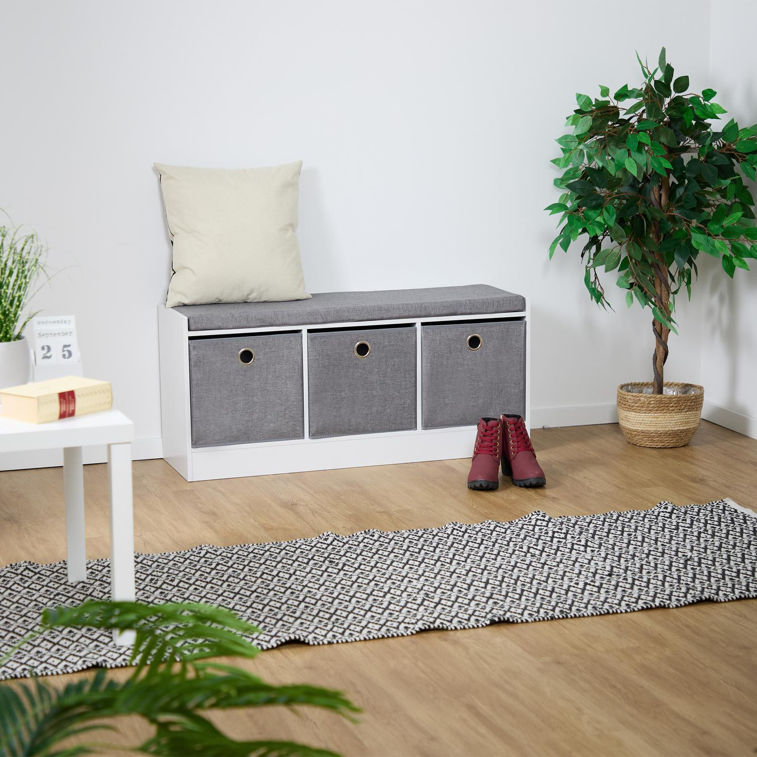 Banc avec rembourrage et 3 compartiments