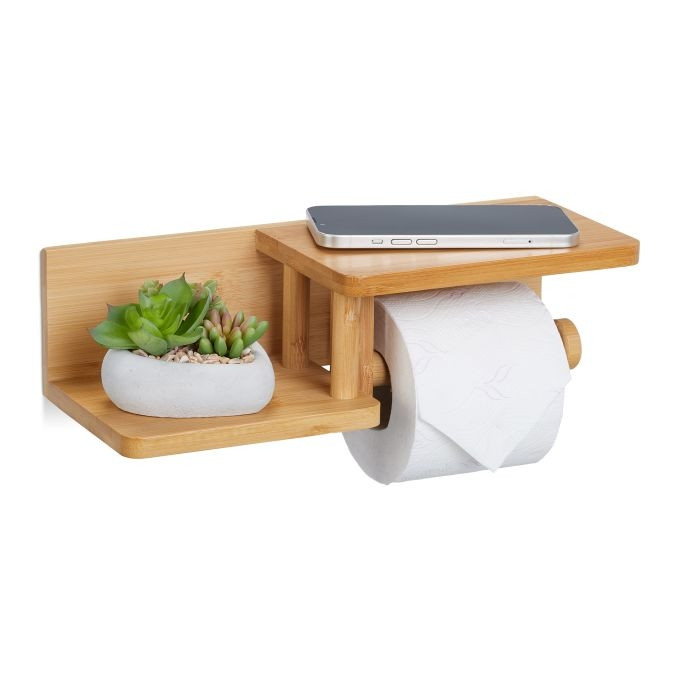 Bamboe toiletrolhouder 2 planken