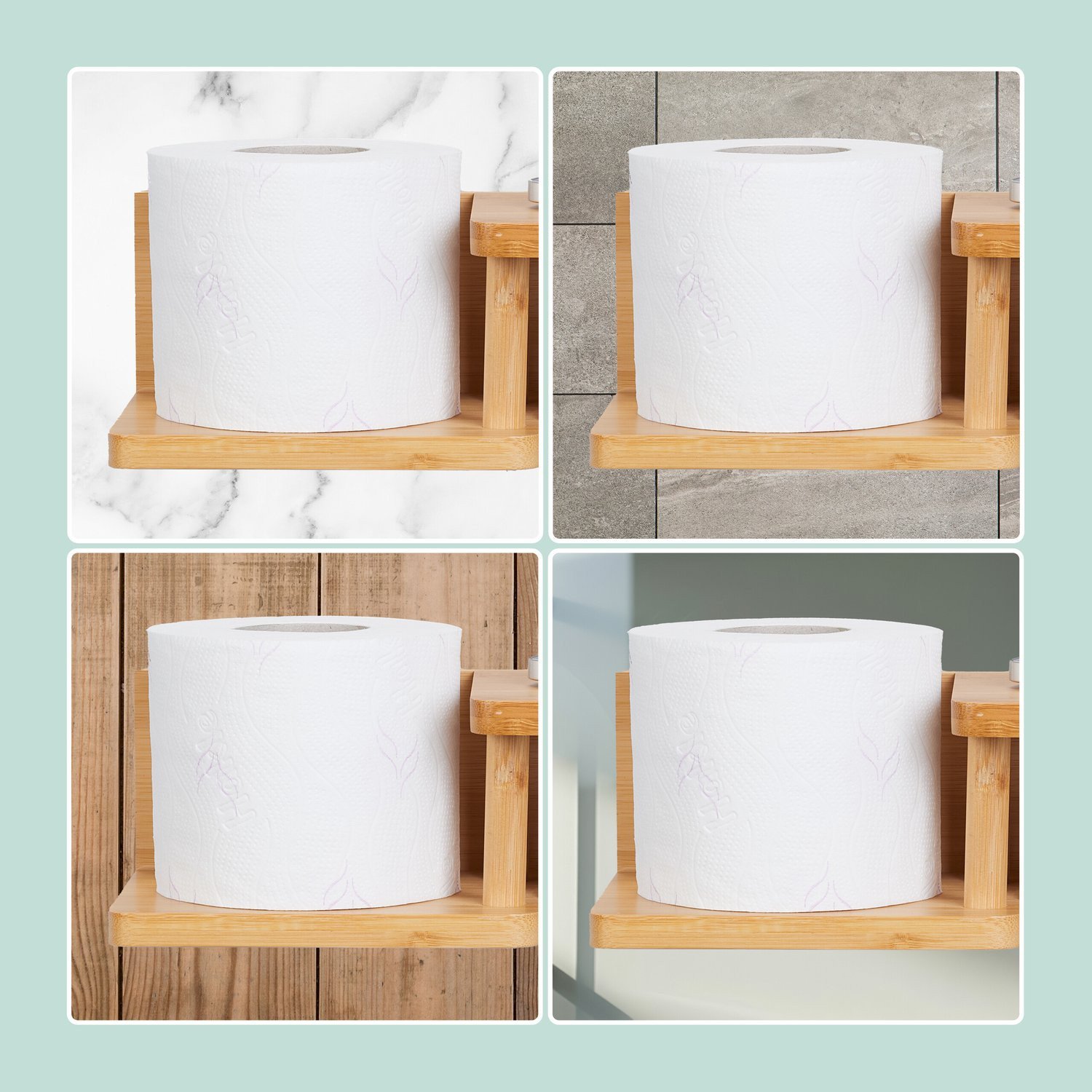 Bamboe toiletrolhouder 2 planken