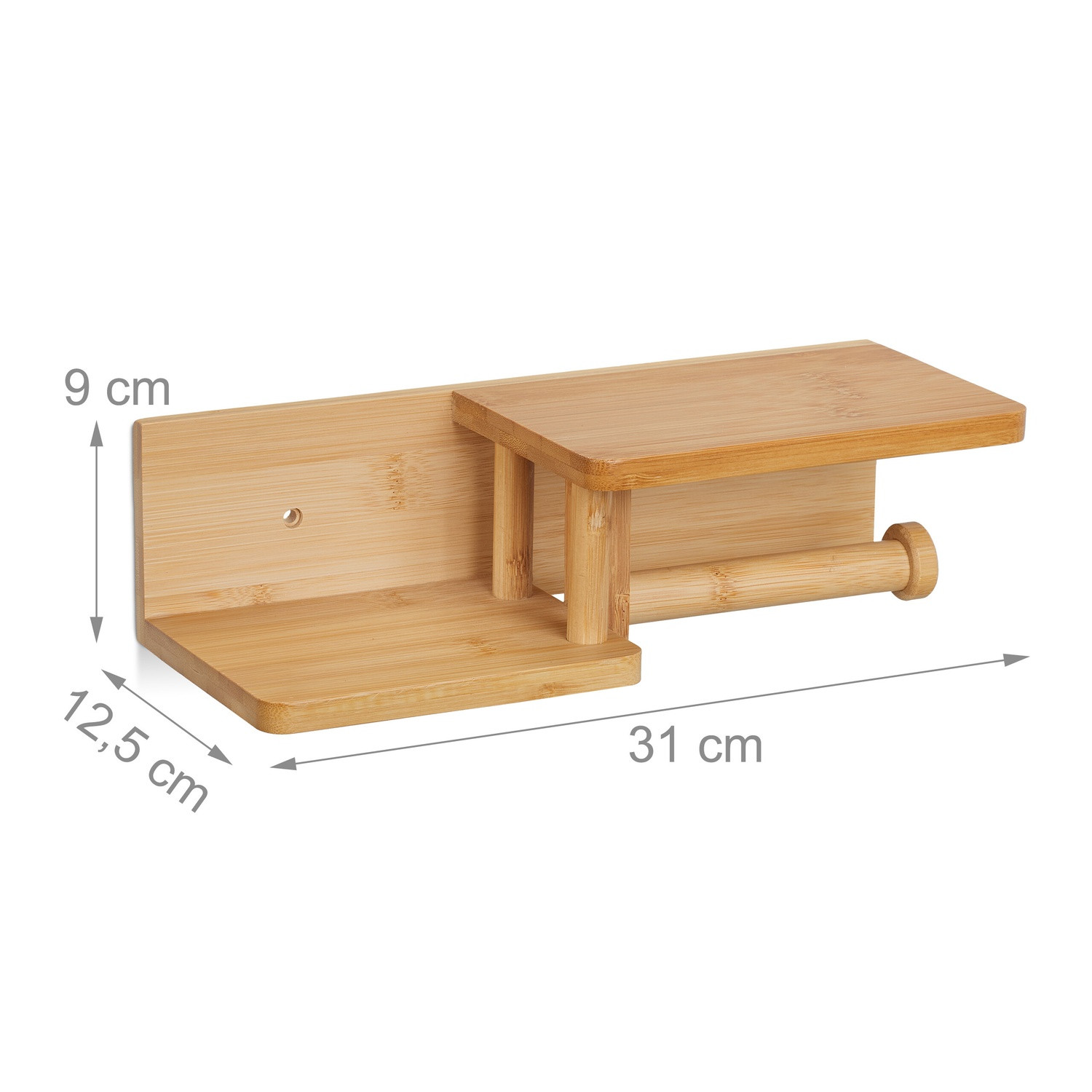 Bamboe toiletrolhouder 2 planken