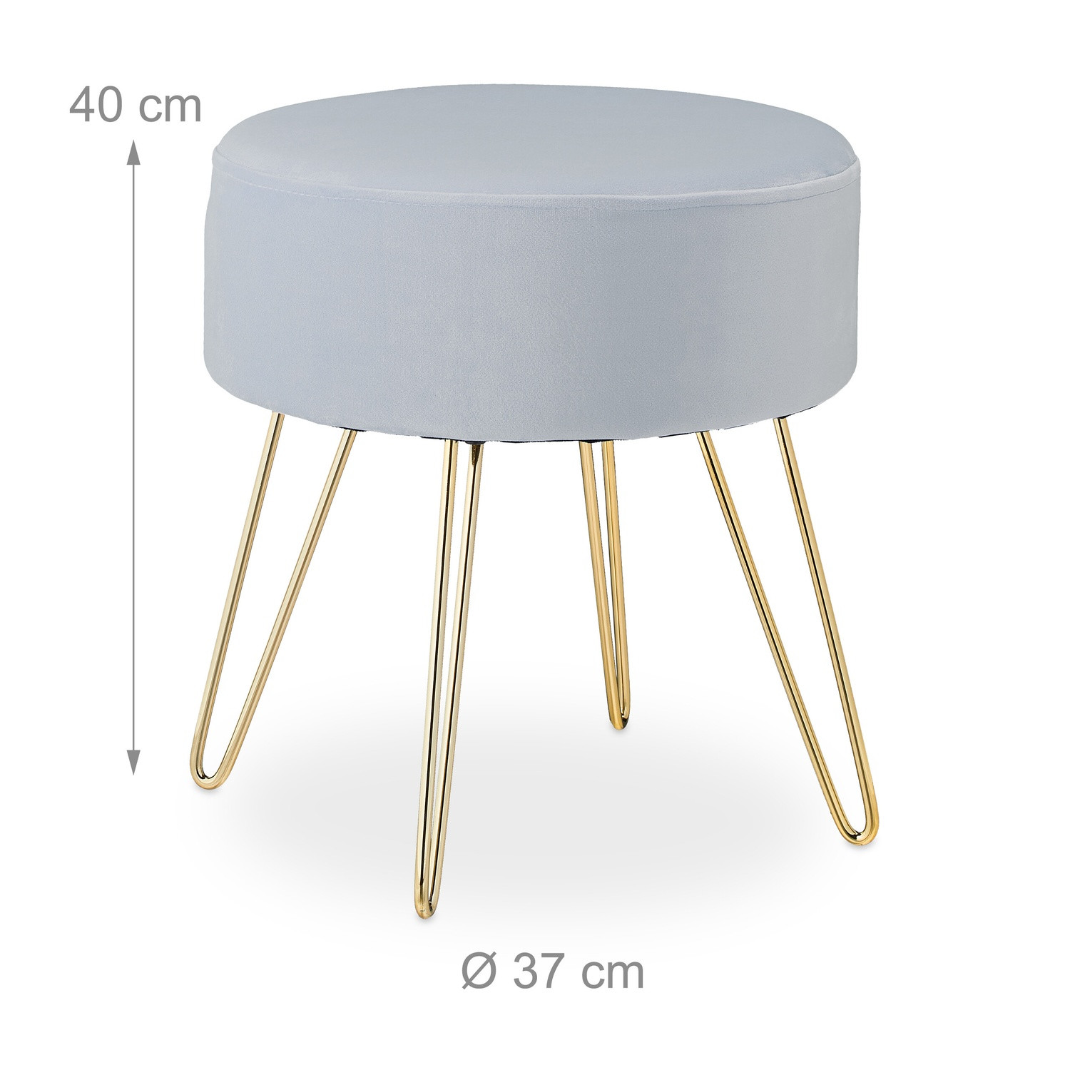 Samthocker mit goldenen Beinen