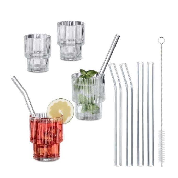 Geribbelde drinkglazen 4-pack