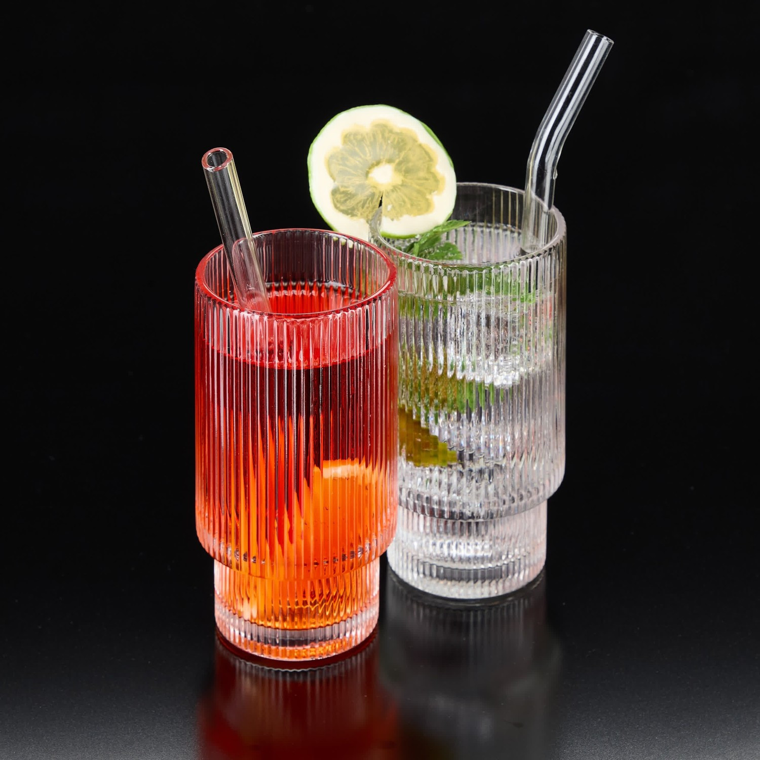 Geribbelde drinkglazen 4-pack