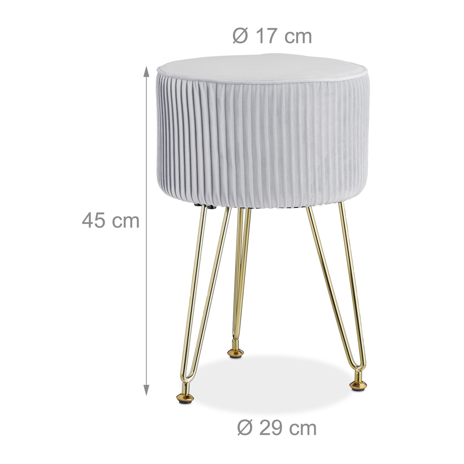 Samthocker mit goldenen Beinen