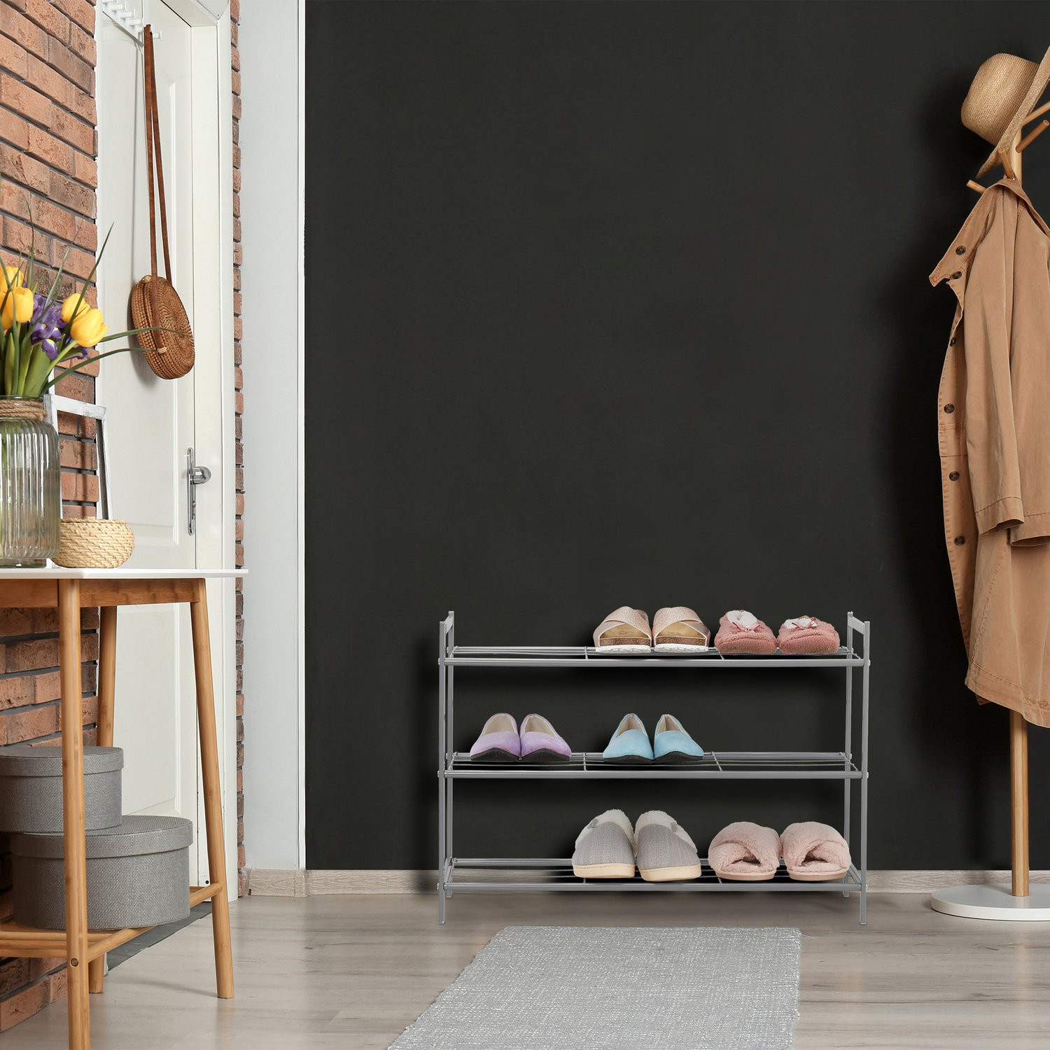 Shoe shelf stackable 3 shelves
