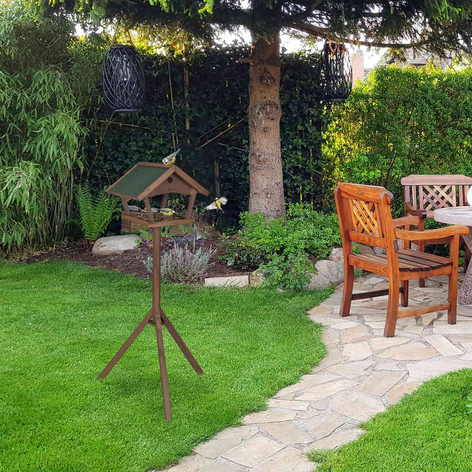 Large bird table on pole