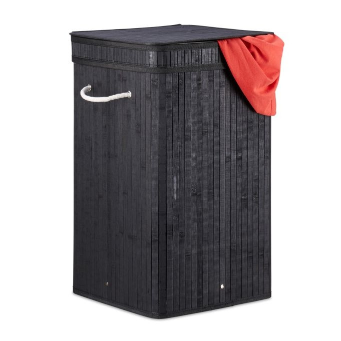 Cesto de roupa dobrável de bambu