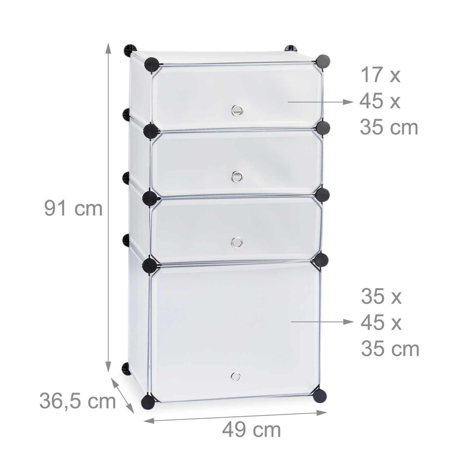 Plastic shoe shelf with 4 compartments